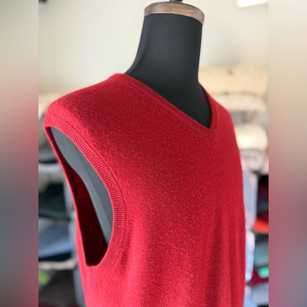 Cashmere Vest/Waistcoat, L, Red, No Brand